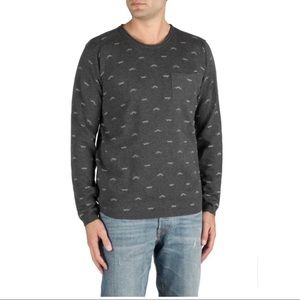NWT Report Collection Heritage Mustache Crewneck Sweater - Dark Gray